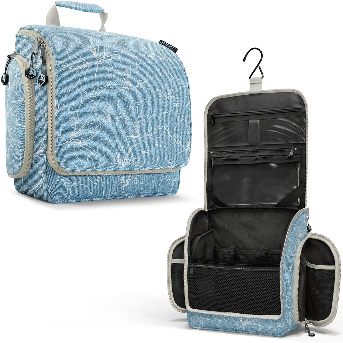 VENTURE 4TH Hanging Travel Toiletry Bag, 18 Compartments - Black