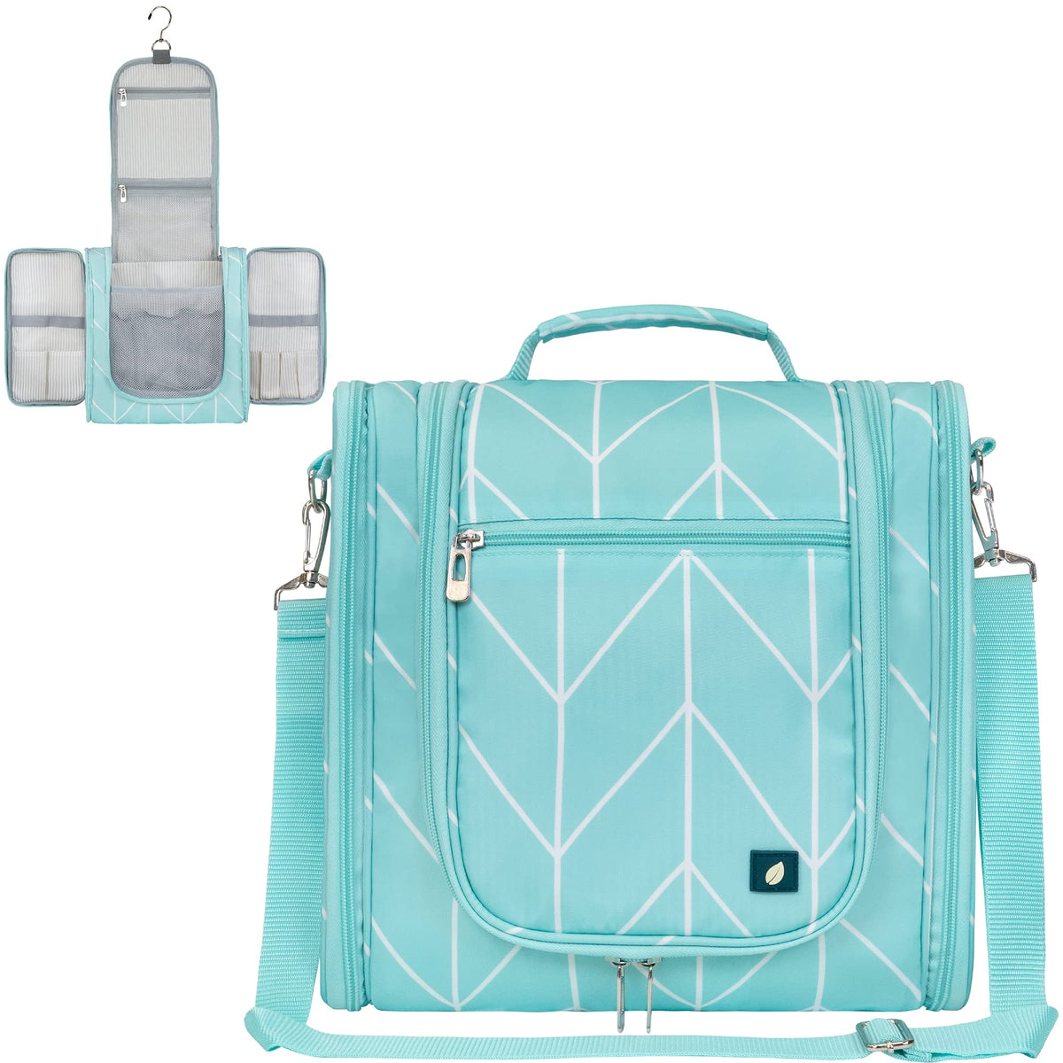 PAVILIA Toiletry Bag Travel Bag for Women Men, Hanging Cosmetic Organizer, Water Resistant Makeup Bag for Accessories Toiletries, Large Travel Essentials Kit (Floral Pink)