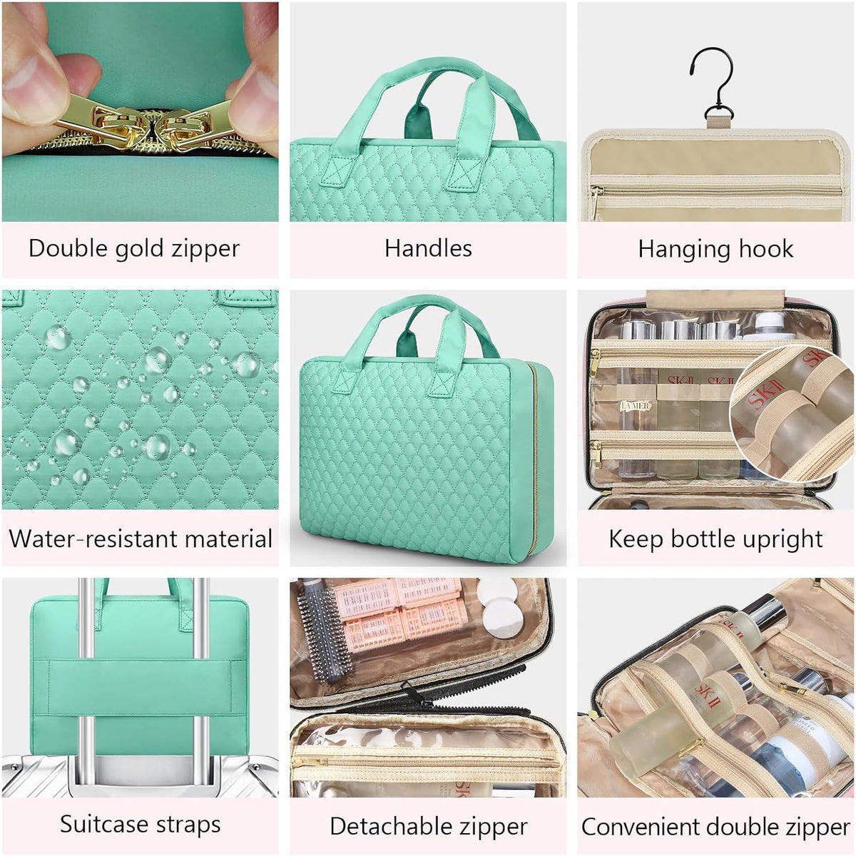 Detachable Travel Toiletry Bag for Women - Large Toiletry Bags for Traveling Women - Hanging Makeup Cosmetic Bag, Organizer for Travel Accessories Cruise Essential - Travel Size Toiletries