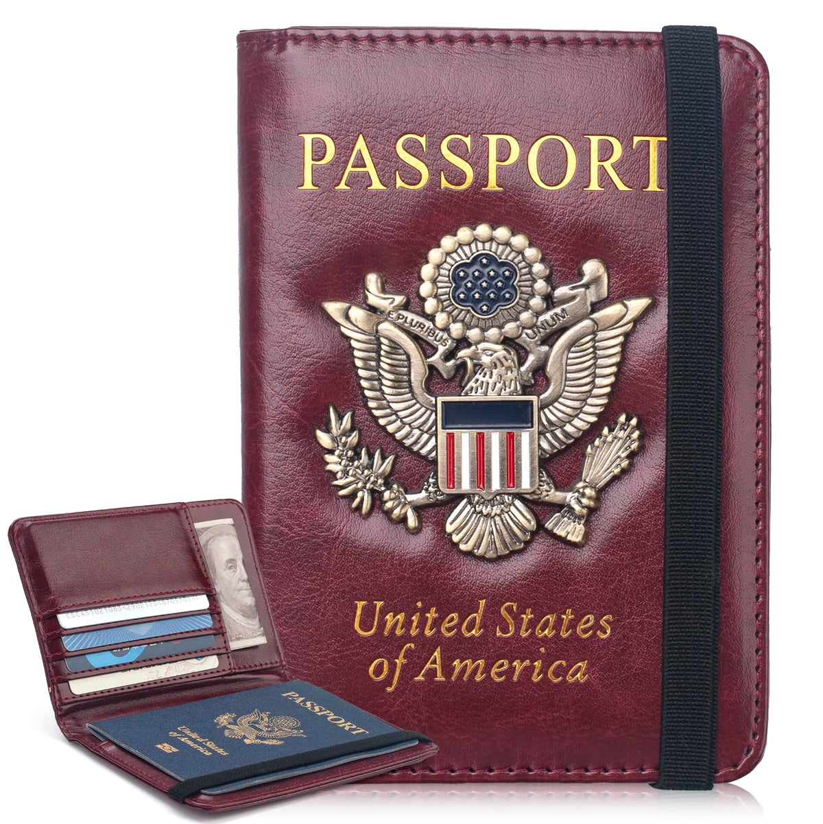 Coowayze Passport Holder for Men Women RFID Blocking US Passport Cover Case, Waterproof Leather Passport Book Protector with Vaccine Card Slot Travel Document Organizer
