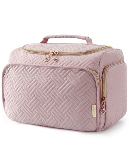 BAGSMART Travel Toiletry Bag for Women, Cosmetic Bag Makeup Bag Organizer with Handle, Travel Bag for Toiletries, Travel Accessories, Full Sized Container