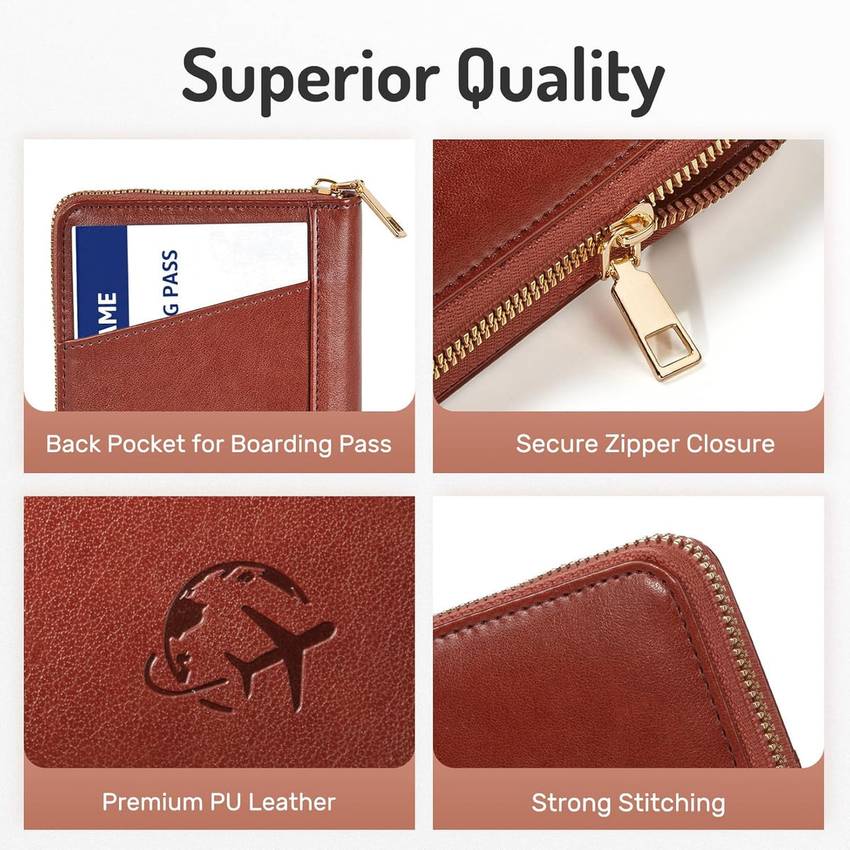 Forvencer Safe Zipper Passport Holder Cover, Passport Wallet for Travel