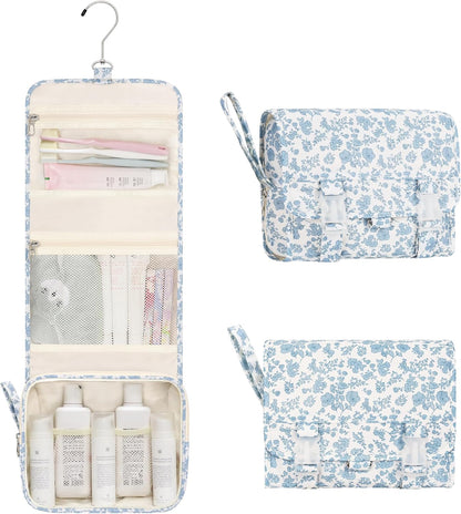 Relavel Small Hanging Toiletry Bag for Women, Floral Hanging Organizer