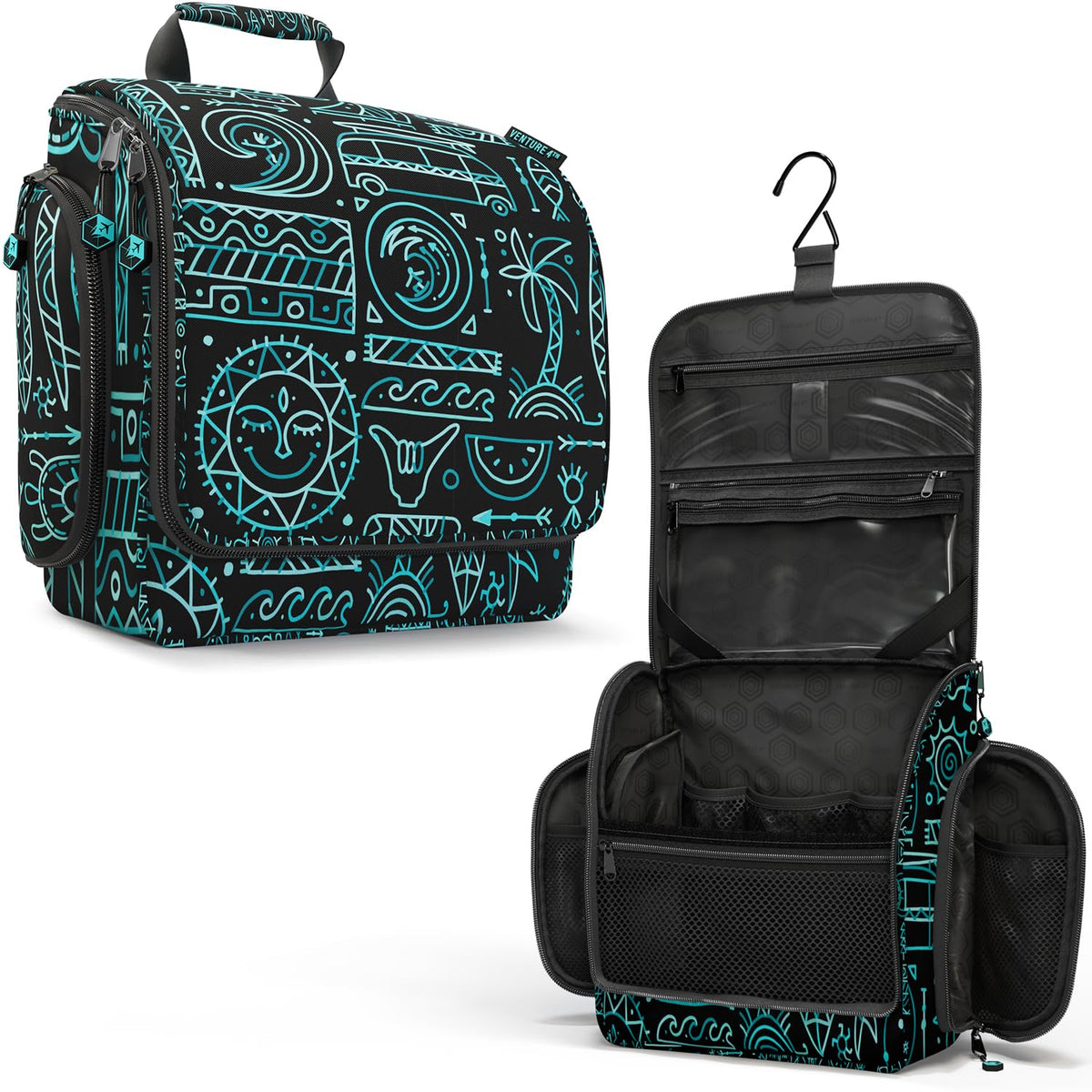 VENTURE 4TH Hanging Travel Toiletry Bag, 18 Compartments - Black