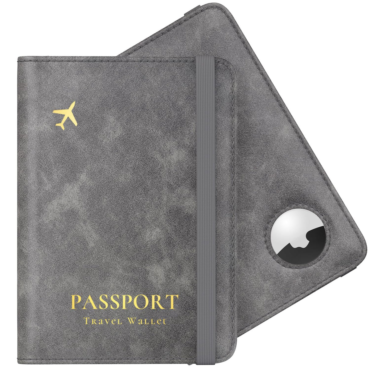 Stouchi Passport Holder with AirTag Slot– Slim RFID Travel Wallet