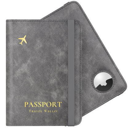 Stouchi Passport Holder with AirTag Slot– Slim RFID Travel Wallet