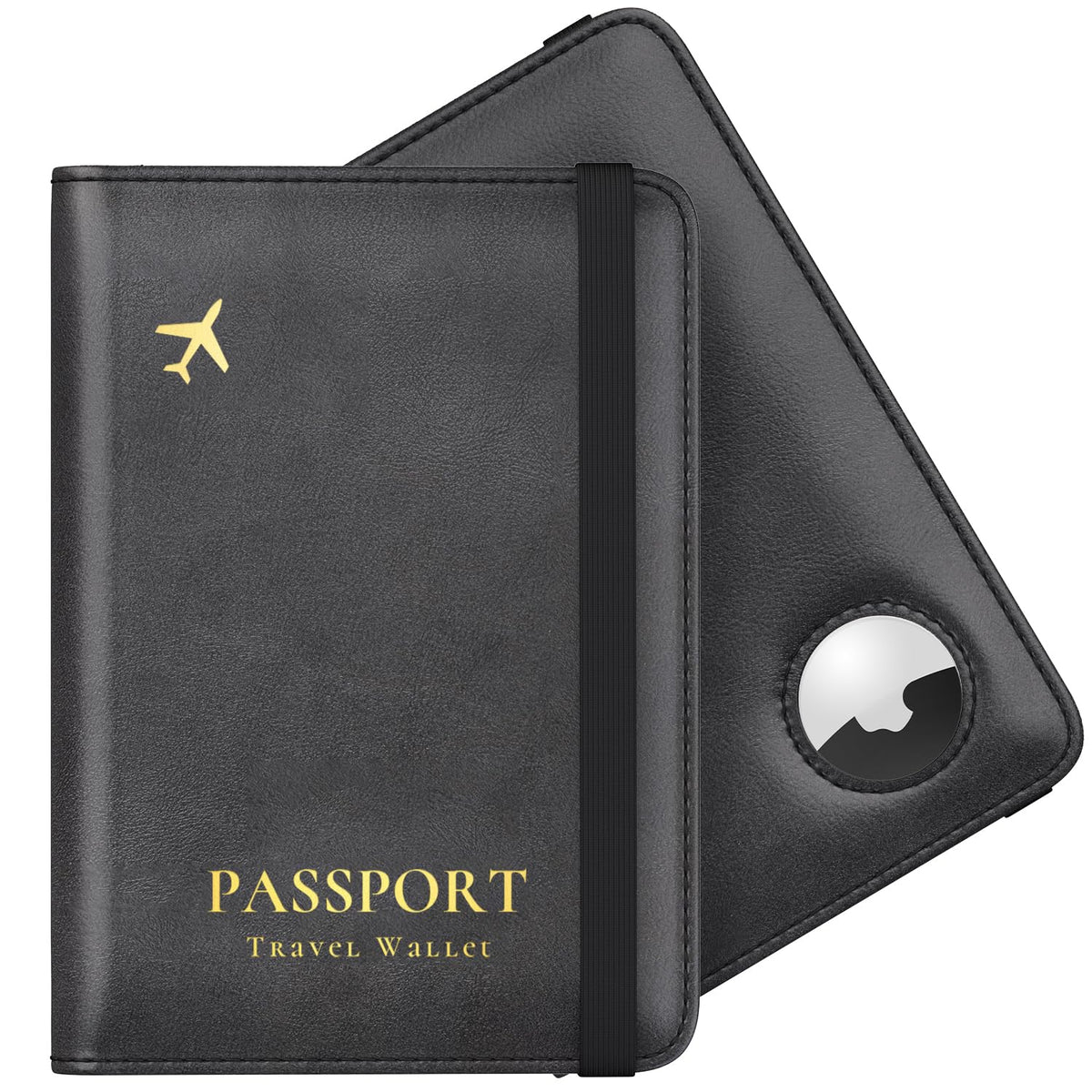 Stouchi Passport Holder with AirTag Slot– Slim RFID Travel Wallet