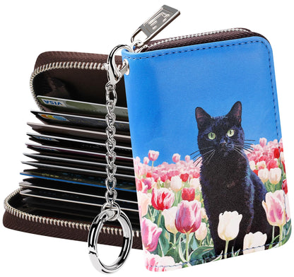 FurArt Zipper Wallet Women RFID Credit Card Holder keychain Wallet