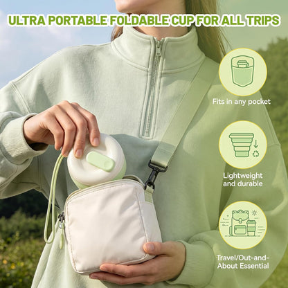 Collapsible Silicone Water Bottle, Leakproof for Travel Camping