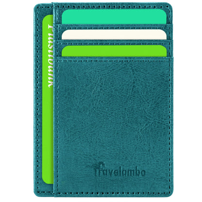Travelambo Slim Wallet Front Pocket Minimalist Leather RFID Blocking Medium Size