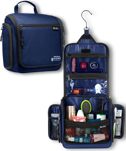 Travel Toiletry Bag for Men and Women - (10.6”x10.6”x3.2”) Large Hanging Toiletry Organizer - Waterproof Hygiene Bag with Metal XXL Swivel Hook, with Sturdy Zippers and 19 Compartments for Toiletries