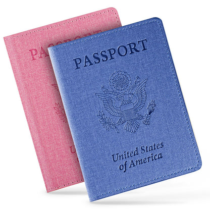 2 Pack Passport Cover With Card Slots RFID Blocking-White&Black