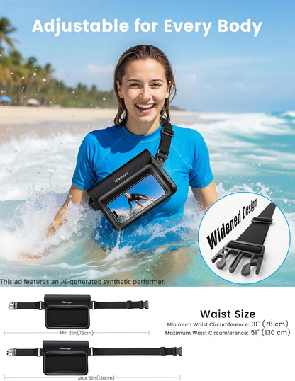 Niveaya IPX8 Floating Waterproof Fanny Pack Holds Phone, Passport & Cash
