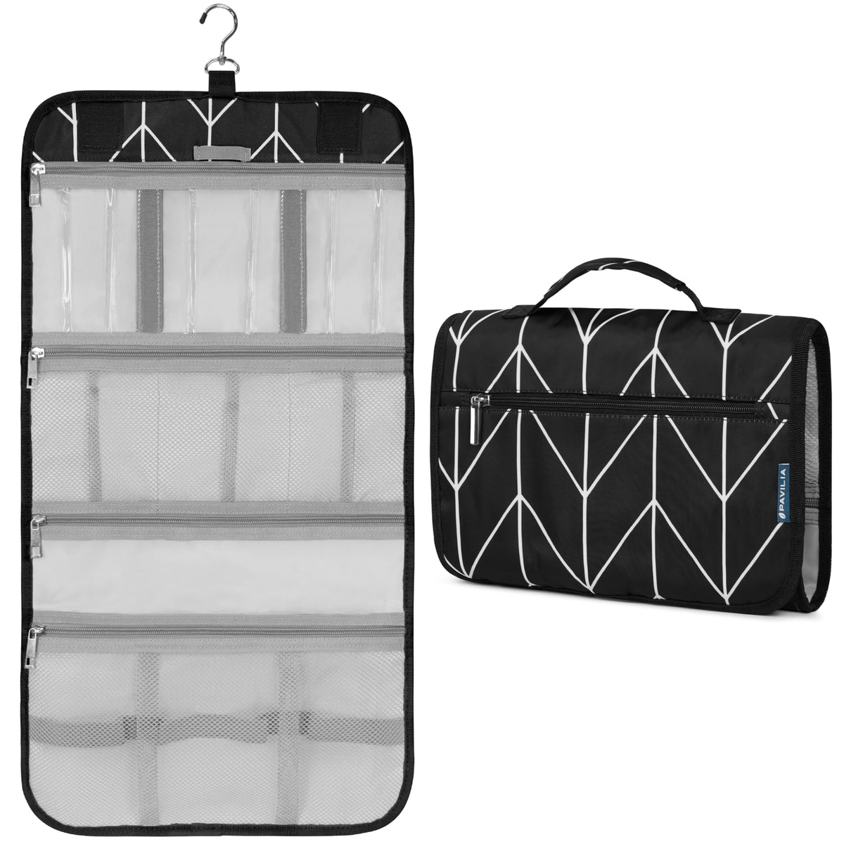 PAVILIA Hanging Toiletry Bag for Women Men Foldable Travel Organizer Floral