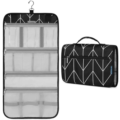 PAVILIA Hanging Toiletry Bag for Women Men Foldable Travel Organizer Floral