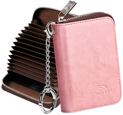 FurArt Zipper Wallet Women RFID Credit Card Holder keychain Wallet