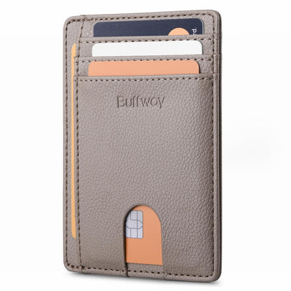 Buffway Slim Minimalist Front Pocket RFID Blocking Leather Wallets for Men and Women - Cross Black