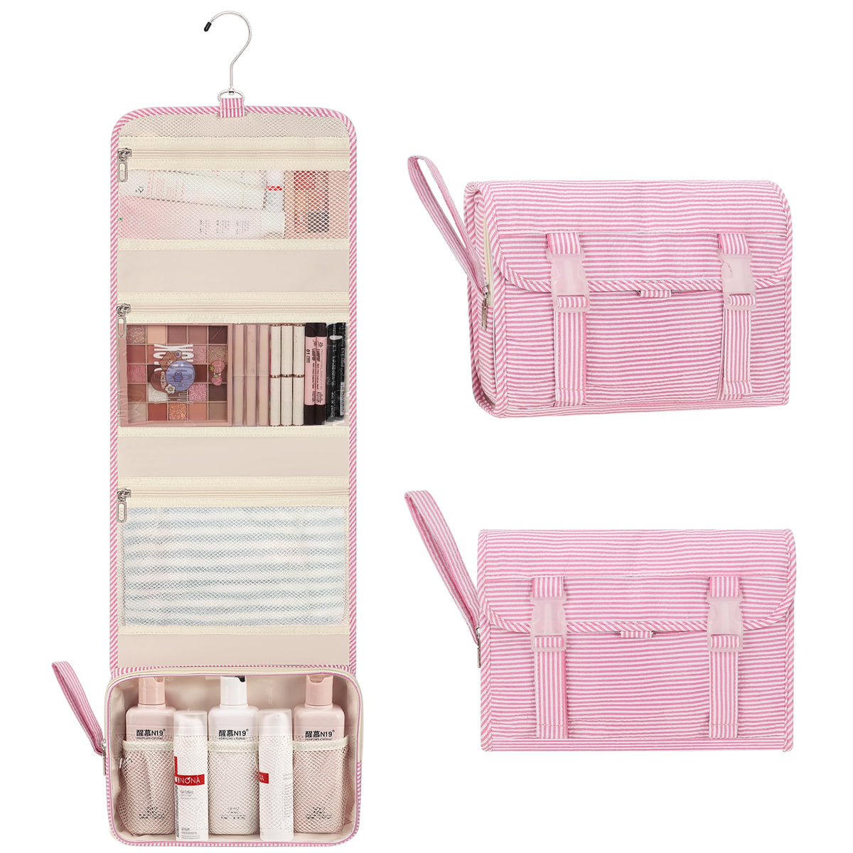 Relavel Small Hanging Toiletry Bag for Women, Floral Hanging Organizer
