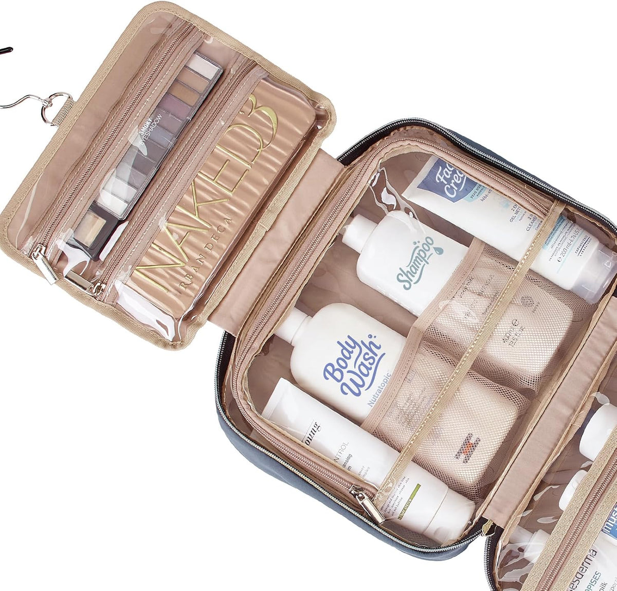NISHEL Travel Toiletry Bag for women, Portable Hanging makeup Organizer