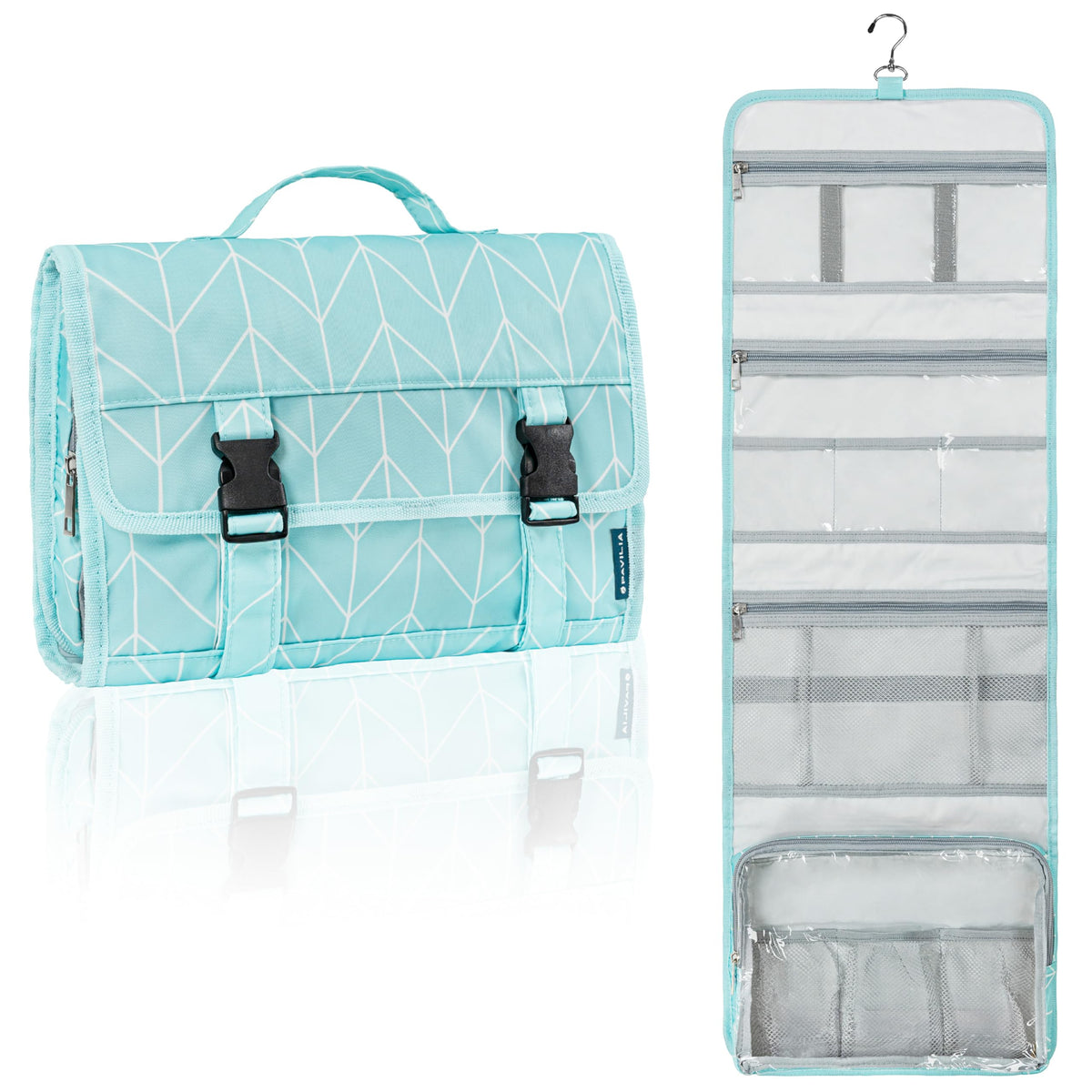 PAVILIA Travel Hanging Toiletry Bag for Women Men, Large Capacity Makeup Bag Kit, Waterproof Cosmetic Storage Organizer Case for Bathroom Shower