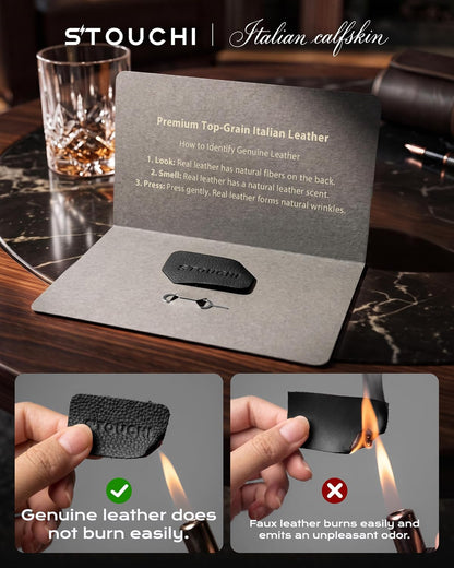 Top-Grain Leather Passport Holder for Travel with AirTag Slot RFID Blocking