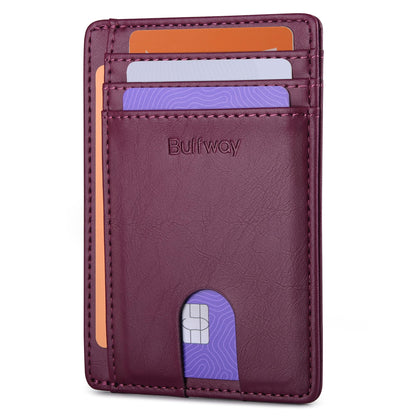Buffway Slim Minimalist Front Pocket RFID Blocking Leather Wallets for Men and Women - Cross Black