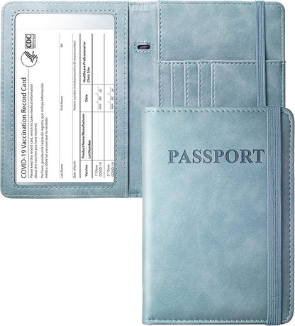 Mymazn Leopard Passport Holder Passport Case Travel Wallet with Vaccination Card Holder Passport Cover with RFID Blocking Clear Pocket For Photo (leopard)