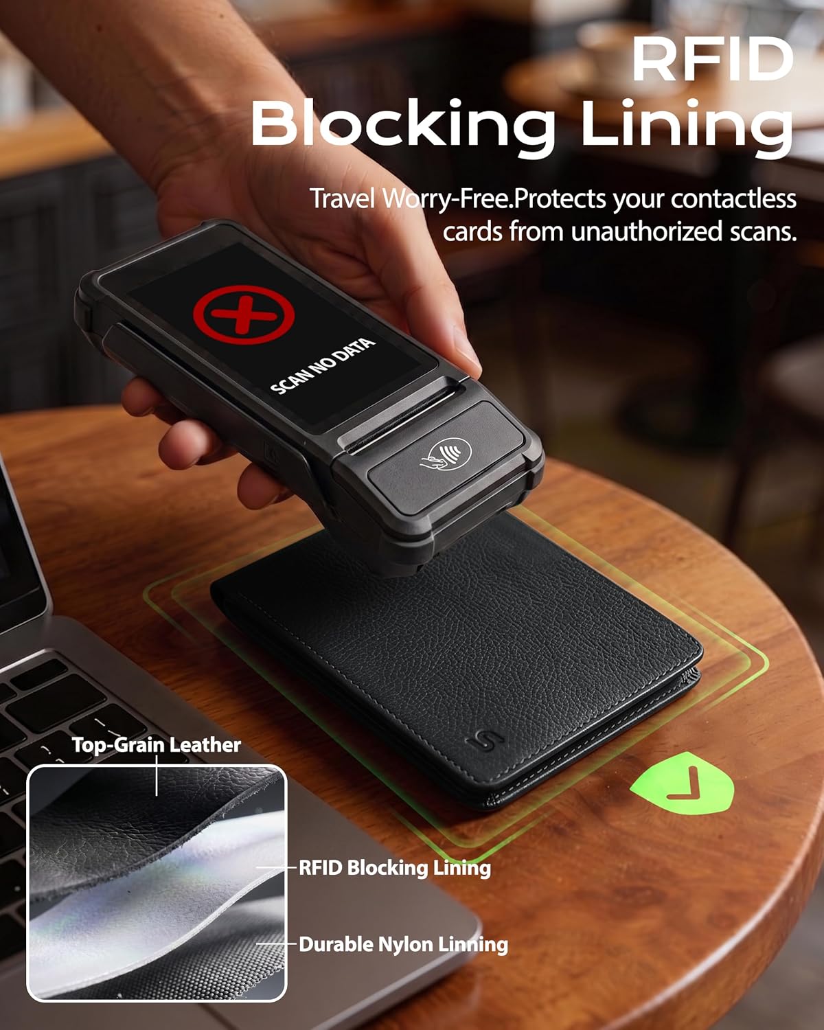 Top-Grain Leather Passport Holder for Travel with AirTag Slot RFID Blocking