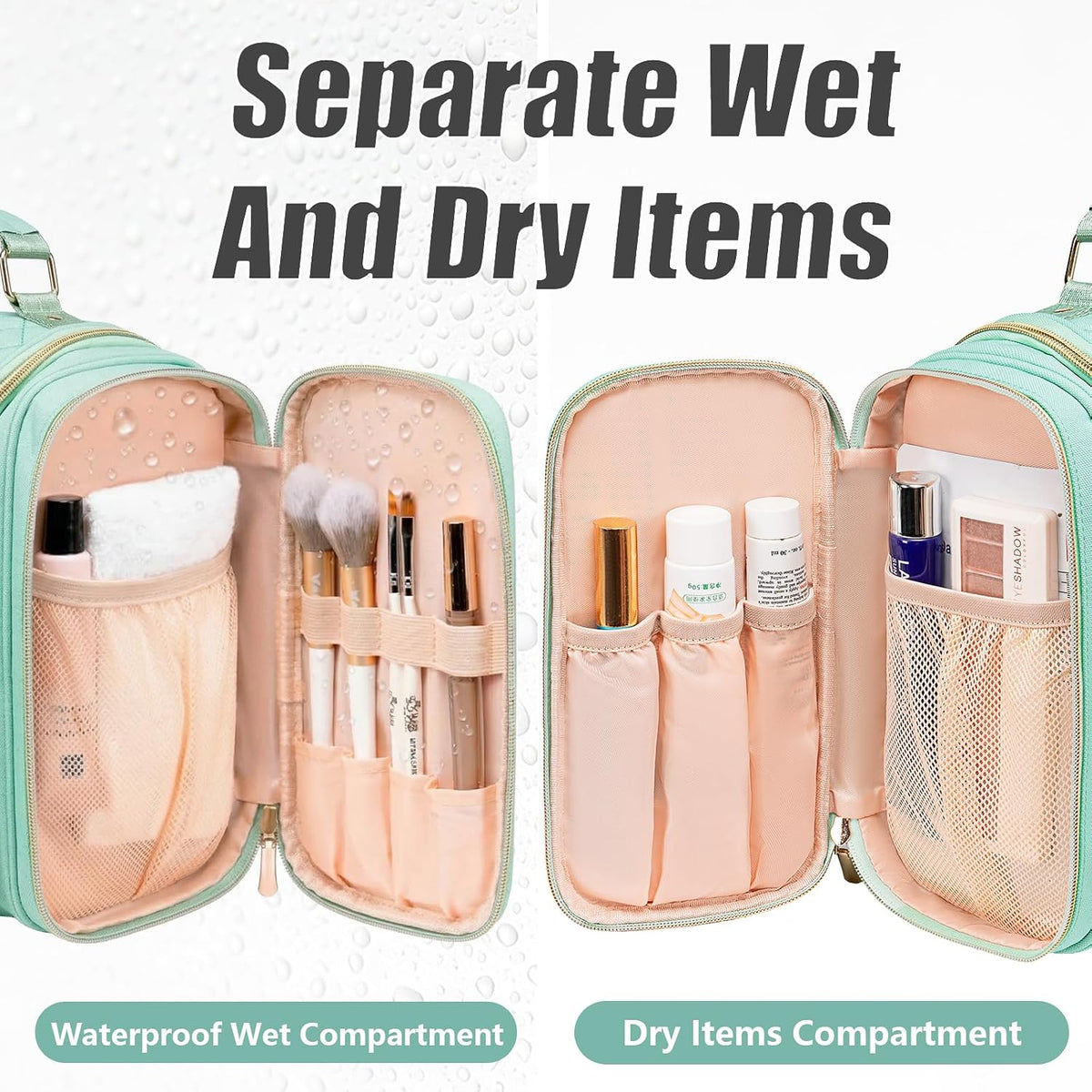 Tealari Large Toiletry Bag for Women Men,Bathroom Bag,Water Resistant Shower Bag,Makeup Bag,Toiletry Bags for Traveling,Hanging Toiletry Bag with Transparent Waterproof Phone Pocket (Green)