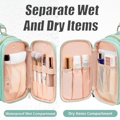 Tealari Large Toiletry Bag for Women Men,Bathroom Bag,Water Resistant Shower Bag,Makeup Bag,Toiletry Bags for Traveling,Hanging Toiletry Bag with Transparent Waterproof Phone Pocket (Green)