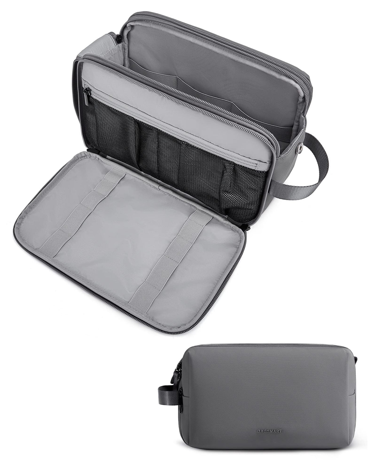 BAGSMART Toiletry Bag for Men, Travel Toiletry Organizer Dopp Kit Water-resistant Shaving Bag for Toiletries Accessories, Door Room Essentials,Green-medium