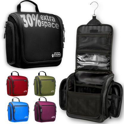 Travel Toiletry Bag for Men and Women - (10.6”x10.6”x3.2”) Large Hanging Toiletry Organizer - Waterproof Hygiene Bag with Metal XXL Swivel Hook, with Sturdy Zippers and 19 Compartments for Toiletries