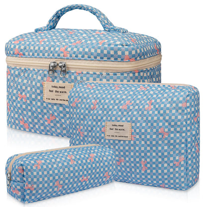 Gosect Large Makeup Bag, Cute Cosmetic Bag for Women Girls, Floral Coquette Aesthetic Toiletry Bag, Travel Make Up Organizer Bag (BDLH)