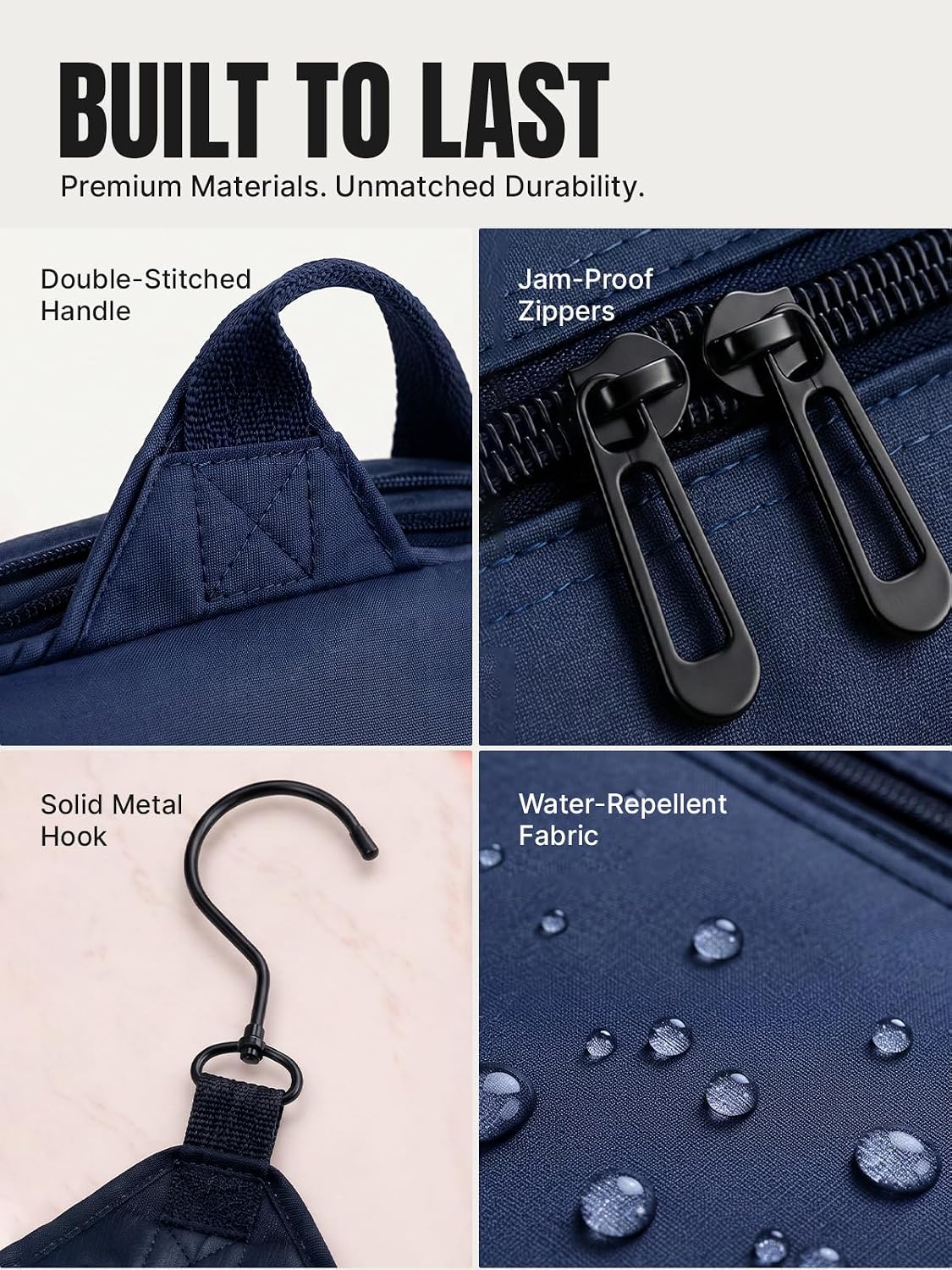 Travel Toiletry Bag for Men and Women - (10.6”x10.6”x3.2”) Large Hanging Toiletry Organizer - Waterproof Hygiene Bag with Metal XXL Swivel Hook, with Sturdy Zippers and 19 Compartments for Toiletries