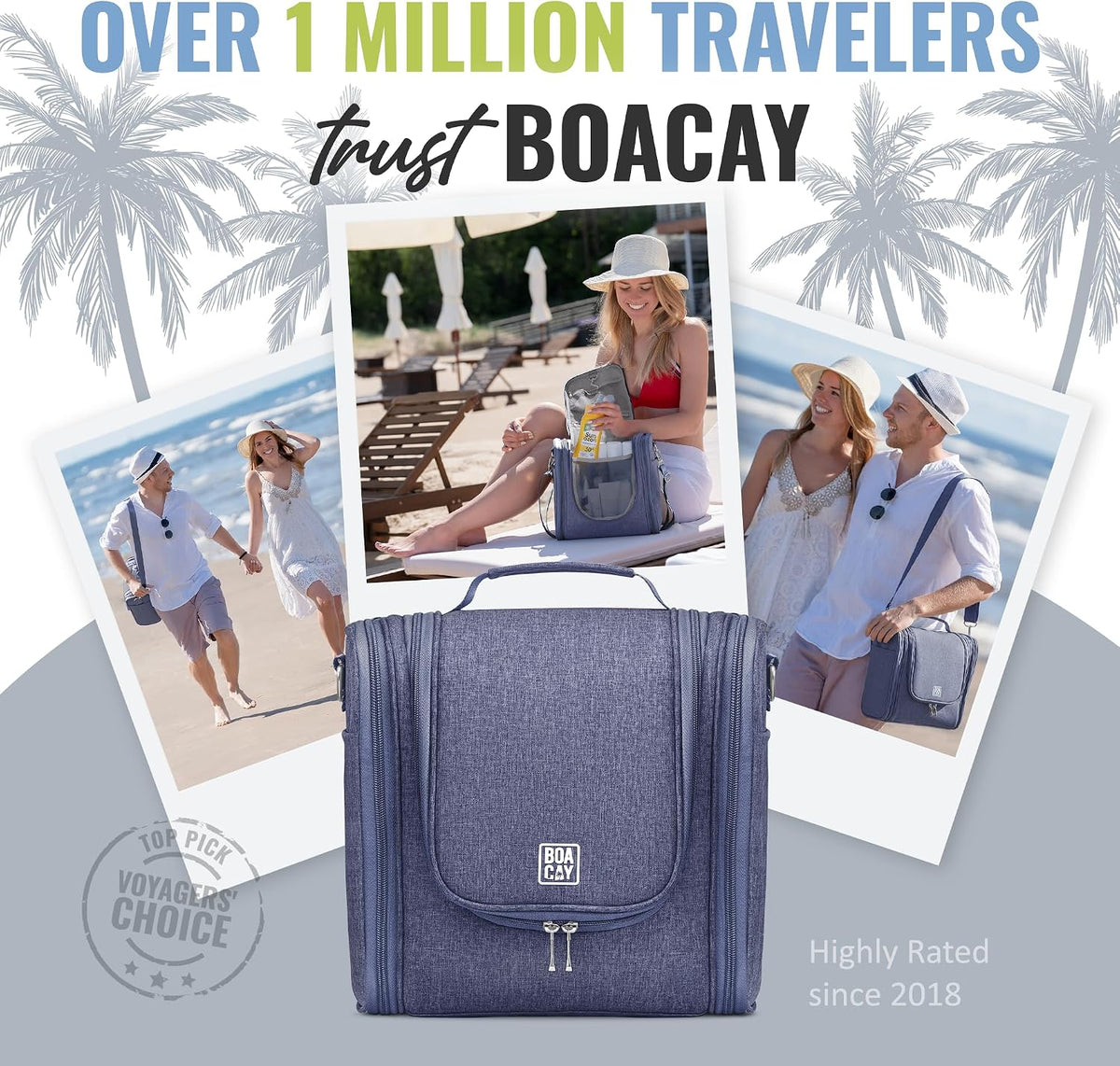 BOACAY Extra Large Hanging Travel Toiletry Bag for Women and Men, Makeup Bag