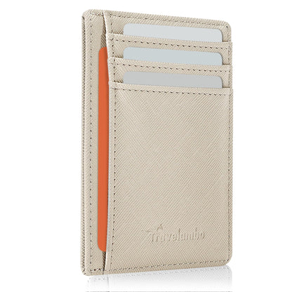 Travelambo Slim Wallet Front Pocket Minimalist Leather RFID Blocking Medium Size