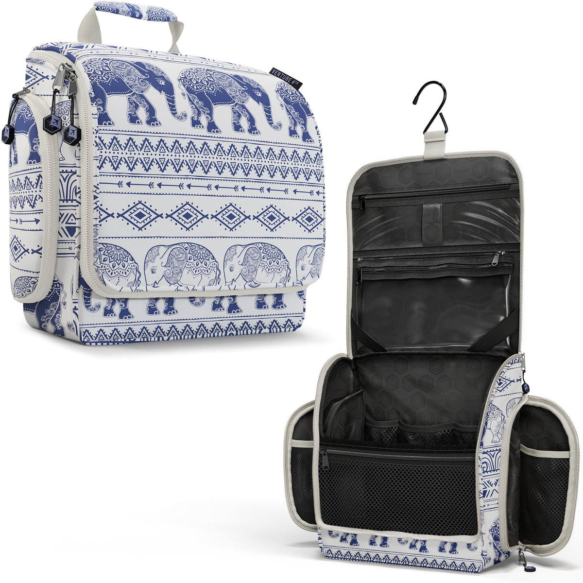 VENTURE 4TH Hanging Travel Toiletry Bag, 18 Compartments - Black