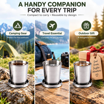 Guyuyii 3 Pcs Stainless Steel Collapsible Cups for Traveling with Keychains