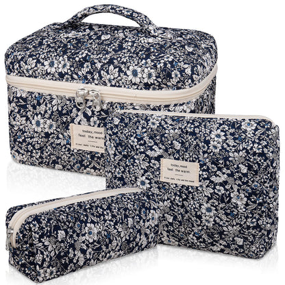 Gosect Large Makeup Bag, Cute Cosmetic Bag for Women Girls, Floral Coquette Aesthetic Toiletry Bag, Travel Make Up Organizer Bag (BDLH)