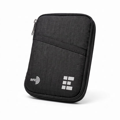 Zero Grid RFID Passport Holder for Passports & Cards, Zippered, Black
