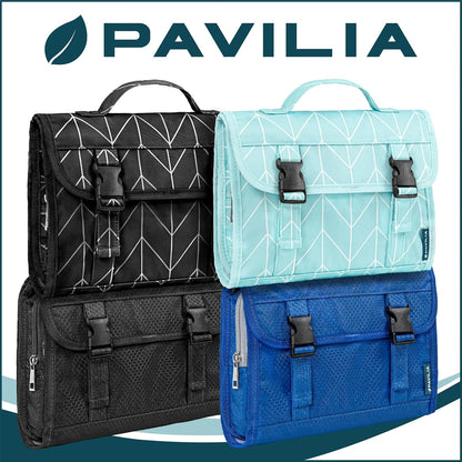 PAVILIA Travel Hanging Toiletry Bag for Women Men, Large Capacity Makeup Bag Kit, Waterproof Cosmetic Storage Organizer Case for Bathroom Shower