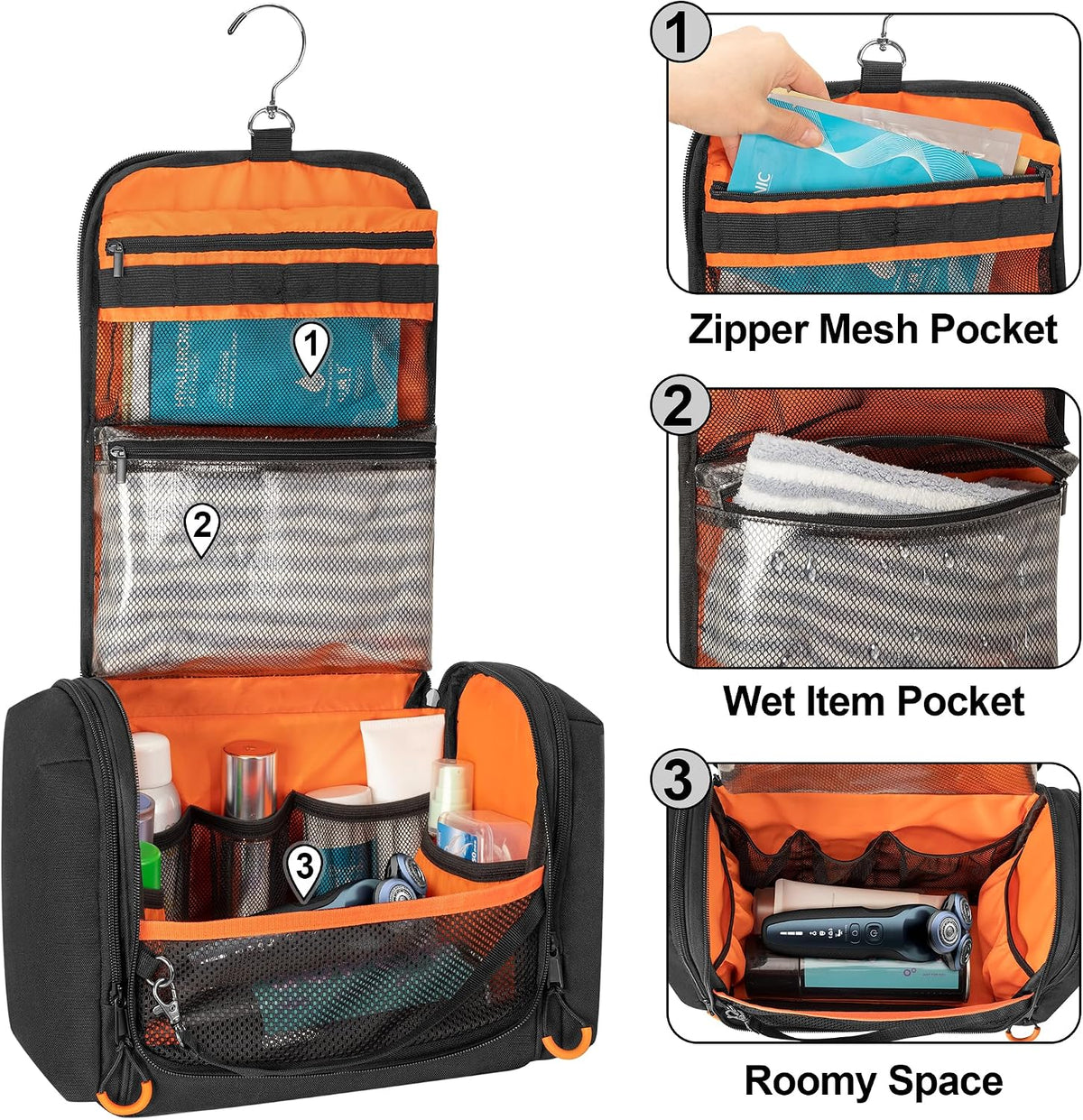 Tactical Toiletry Bag for Men, Large Hanging Dopp Kit Hygiene Bag