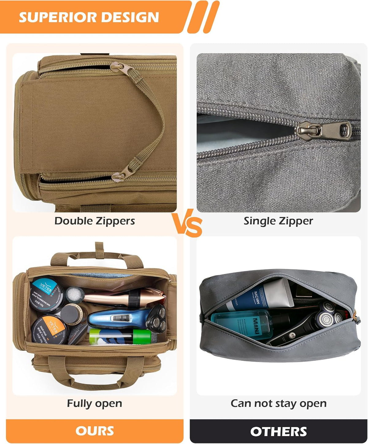 Tactical Travel Toiletry Bag for Men, Extra Large Dopp Kit Organizer
