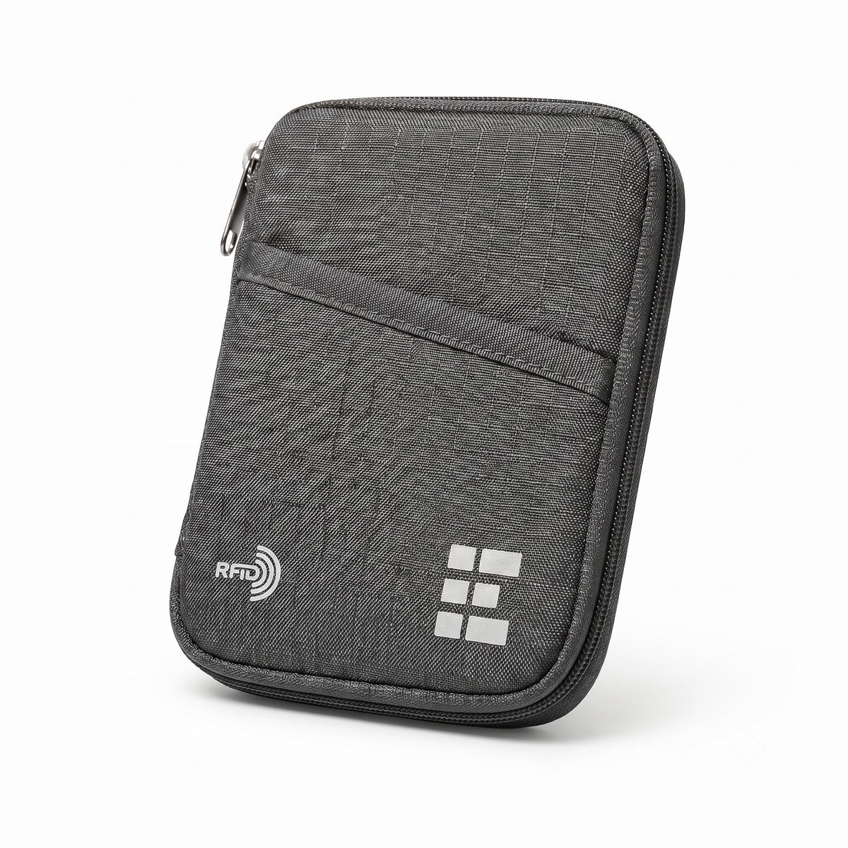 Zero Grid RFID Passport Holder for Passports & Cards, Zippered, Black