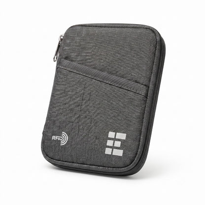 Zero Grid RFID Passport Holder for Passports & Cards, Zippered, Black
