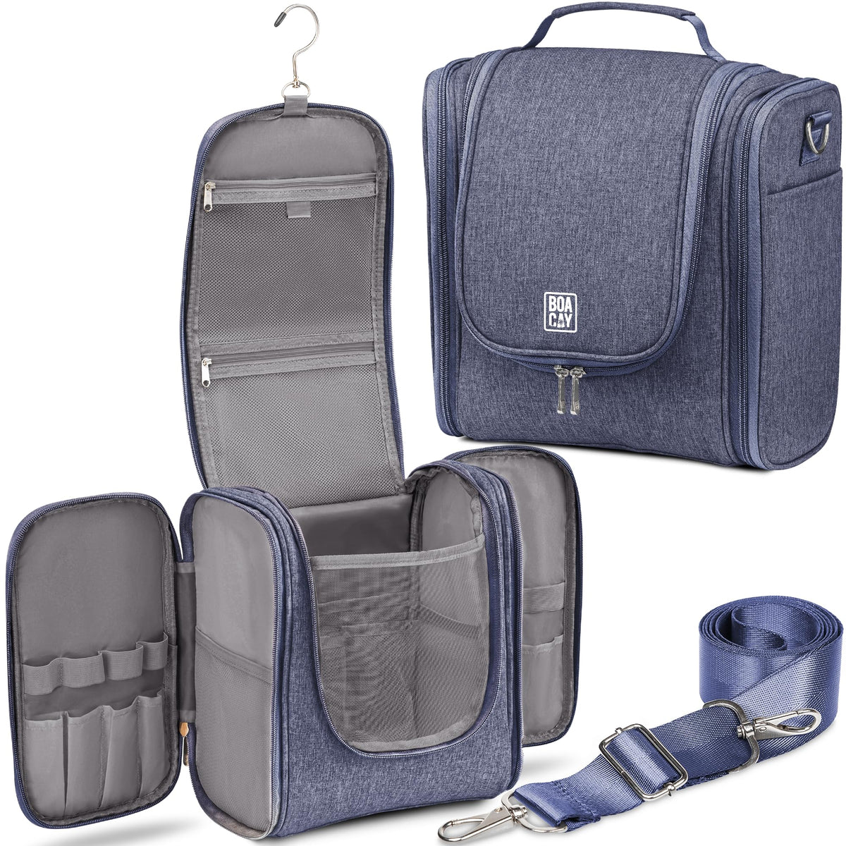 BOACAY Extra Large Hanging Travel Toiletry Bag for Women and Men, Makeup Bag
