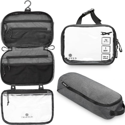 TRIPPED Travel Gear 3-Piece Travel Toiletry Bag Set